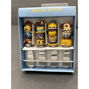 Vintage Debbie Mumm Teacup Spreaders Set 4 Y2K Whimsical Kitchen Decor Folk Art